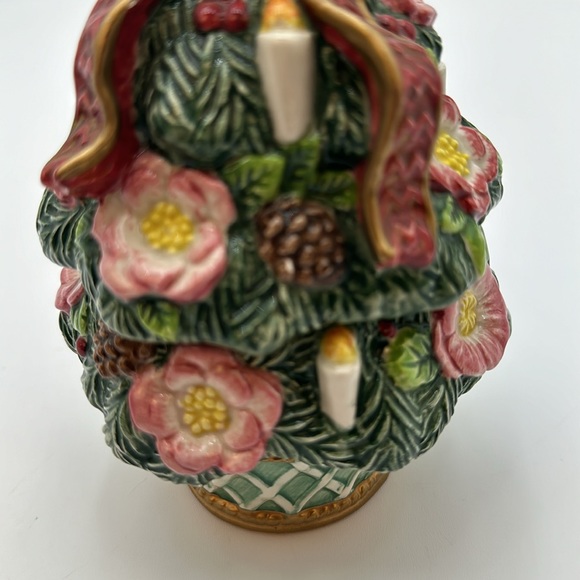 Vintage Fitz and Floyd Christmas Florentine Sugar Bowl w/ Lid 1996 Retired - Picture 7 of 16